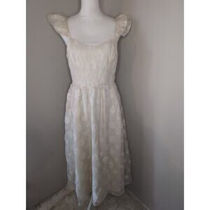 In February strapless cottagecore ivory boho feminine dress LG